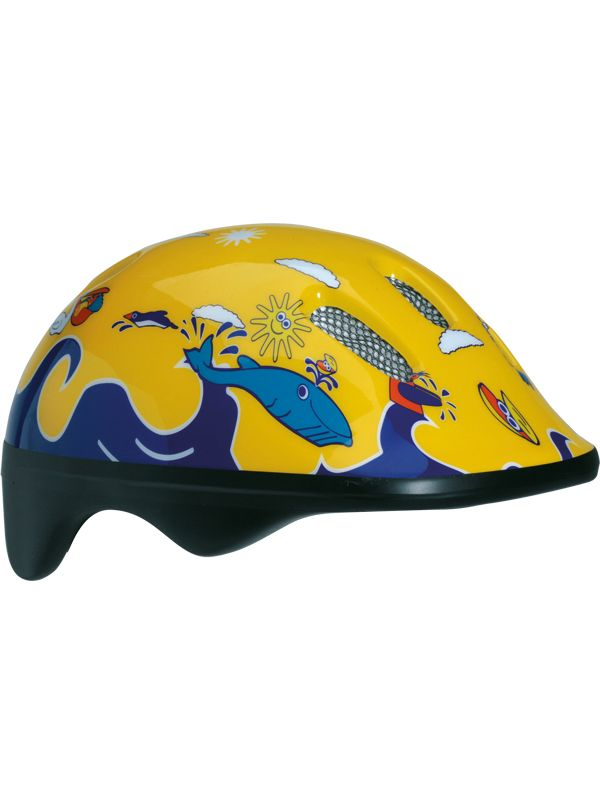 Детский велосипедный шлем Bellelli цвет: желтый/синий. рисунок: дельфины. размер: м (52-57cm)